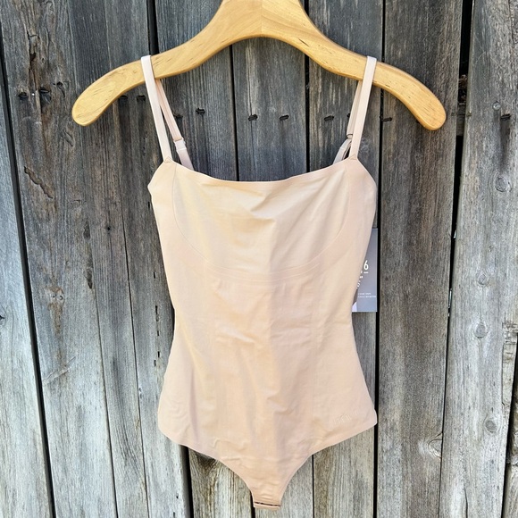 NWT Item M6 Shape Thong Bodysuit Apricot Nude S
